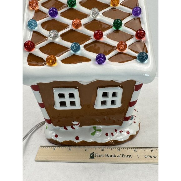Ceramic Light-Up Gingerbread House 10" Gumdrop Roof Christmas Village with Cord - Picture 14 of 16